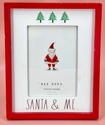 Marco de madera Rae Dunn Christmas Santa & Me rojo blanco para fotos de 5 x 7 NUEVO Foto 1 de 4