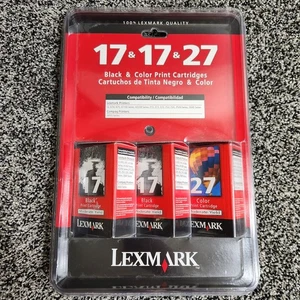 Lexmark Printer Ink Three Pack Black And Color Ink Cartridges # 17,#17,#27, New - Picture 1 of 6