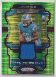 Jahmyr Gibbs 2023 Panini Prizm Premier Jerseys Neon Green Pulsar Patch PJ-JG - Picture 1 of 2