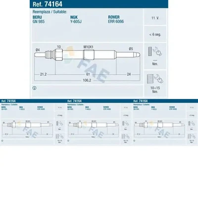 4 x Bujía de precalentamiento FAE para LAND ROVER DEFENDER, DEFENDER I, II - Imagen 1 de 4