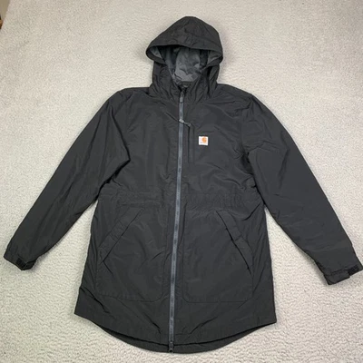 Chaqueta Carhartt Rain Defender para mujer pequeña calce relajado negra con capucha 104221 Foto 1 de 4