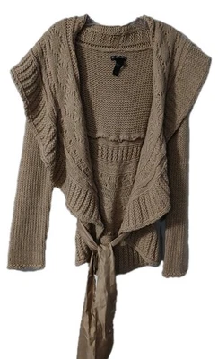 Cárdigan New York & Company Talla Pequeña Suéter Chal Cuello Cinta Cinturón Mujer  Foto 1 de 4
