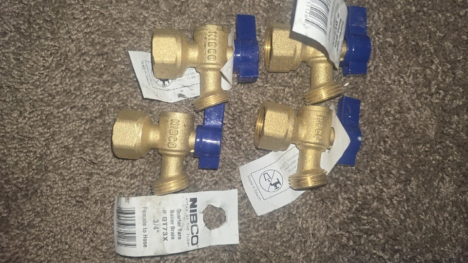 Paquete de 4, válvula de drenaje de caldera NIBCO QT73X 3/4 pulgadas, manguera FNPTx macho Foto 1 de 1