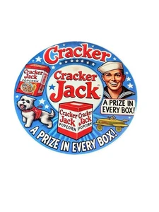 NEW round metal sign home novelty cracker jack - Picture 1 of 2