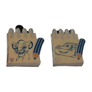 DISNEY Pins Sketch Pad 2/5 The Lion King Simba Lightening McQueen Hidden Mickey - Picture 1 of 15