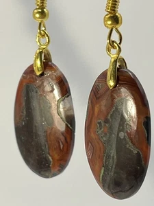 Faszinierende Ohrringe Jaspis/Achat Gold französischer Draht oval leicht! - Bild 1 von 8
