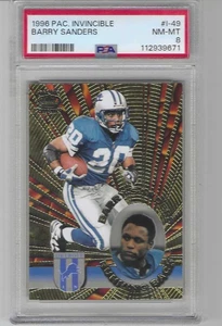 1996 Pacific Invincible #I-49 Barry Sanders PSA 8 - Free Shipping - Picture 1 of 2