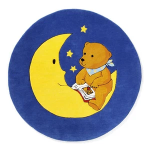 Der Mondbär Kinderteppich in blau rund 130 cm - Bild 1 von 1