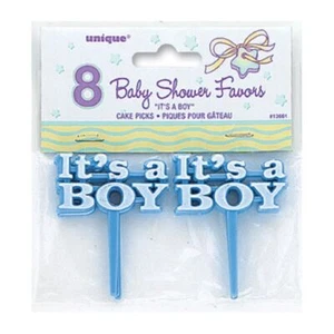 Blue Baby Shower 12 Cake Picks for Cupcakes or Favors It's a Boy - Picture 1 of 1