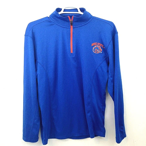 Boise State University Lightweight 1/4 Zip Shirt Mens Small Blue Broncos Cover