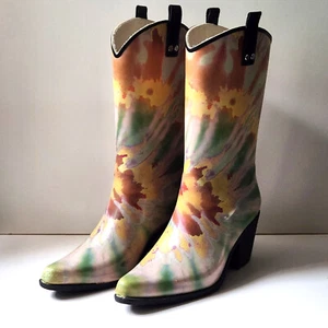 JUST 4 KICKS. Tie Dye Colors. Rubber Boots. Women's US 8 EUR 38. XLNT Cond. - Picture 1 of 12