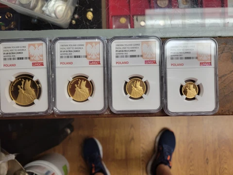 Poland: Gold 1987 Proof Set, Pope Paul II, Gold 1000, 2000, 5000 and 10,000 Zlot Cover