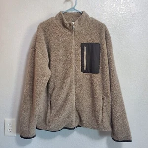 Reiss Edmund Sherpa Jacket Mens XXL Mocha Brown Wool Blend Full Zip Pockets - Bild 1 von 13