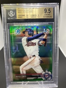 2017 Royce Lewis Bowman Chrome Draft #BDC1 Green Refractor 1st Bowman BGS 9.5
