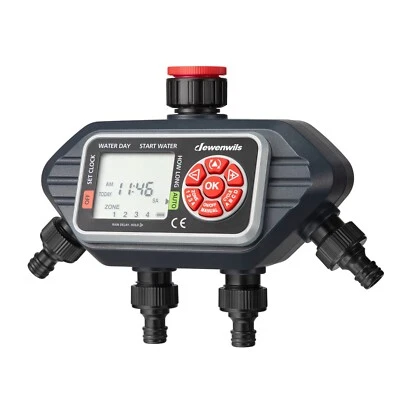 DEWENWILS Bewässerungscomputer 4 Ausgängen 3/4 Zoll Anschluss, Bewässerungsuhr