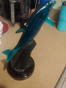 Signed Wyland Blue Lucite Dolphin Sculpture 1996 11 Inches Tall - Picture 1 of 18