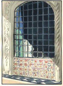 HINTER den GITTERN des KLOSTERS - René Georges HERMANN-PAUL Handcoloriert 1929 - Picture 1 of 1