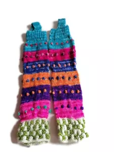 Andean Leg Warmers Hand Woven Multicolored Wool Cusco - Picture 1 of 5