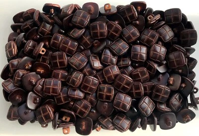 Buttons 18mm 28L Square Chocolate Brown Leather Effect Aran Football Shank FB14 - Image 1 of 4