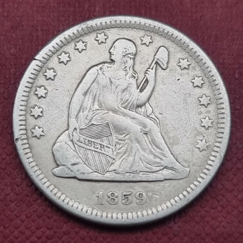 1859 O Seated Liberty Quarter 25c Better Grade XF #44036 Cover