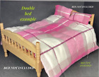 DOLLS HOUSE DOUBLE BED QUILTED DUVET  PINK/WHITE PATCHWORK PATTERN  1:12TH