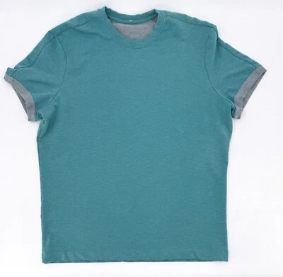 Camisa Lululemon Para Hombres Verde Azulado Doble Tejido Rollo Crew Manga Corta Peso Pesado Foto 1 de 4