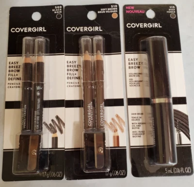 Lot Of 3 Covergirl Brow Easy Breezy 500 Black & 510 Brown & Brow Gel #115 Fonce - Image 1 of 4