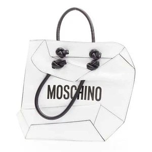 MOSCHINO COUTURE Blanco Óptico 2D Bolso de Mano de Compras Plano Cuero Bolso de Mano - Imagen 1 de 8