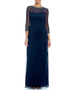 Alex Evenings gerafftes Illusion Netz Etui-Kleid mit Schmucksteinen Ausschnitt Größe 18 $ 249 - Bild 1 von 10