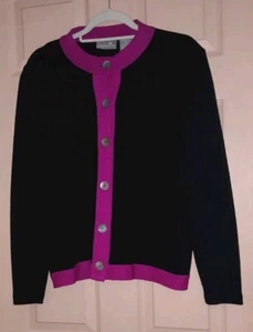 Liz Claiborne Black & Purple Medium Acrylic - Nylon Long Sleeve Sweater - Picture 1 of 4