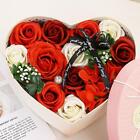 Artificial Rose Soap Bouquet Wedding Valentine Heart Shape Gift Box (Red)