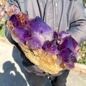 6LB Natural Amethyst Geode Mineral Specimen Crystal Quartz Energy Decoration - Picture 1 of 11