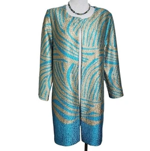 Chico's Traveler Gold & Teal Reversible Open Lightweight Damen Jacke Gr. S - Bild 1 von 6