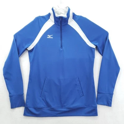 Mizuno Pullover Mens Medium Blue White DryLite Quarter Zip Athletic Top Running - Image 1 of 4