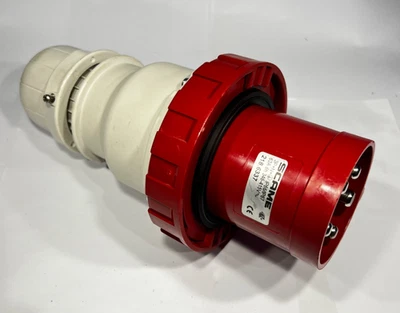 63A 3 Phase Plug 5 Pin SCAME Optima 218.6337 IP67 3P+N+E 415v Red Cable Mount - Image 1 of 4