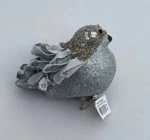 Brillo Grasa Robin 'Plata' Clip En Decoración Navidad 9cm - Imagen 1 de 4