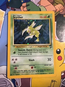 Vintage 2000 Scyther 17/130 Base Set 2 Holo Rare Swirl MP English Pokémon Card - Picture 1 of 13