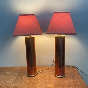Copper Gun Shell Casings Lamps Pair Elegant Antique - Picture 1 of 15
