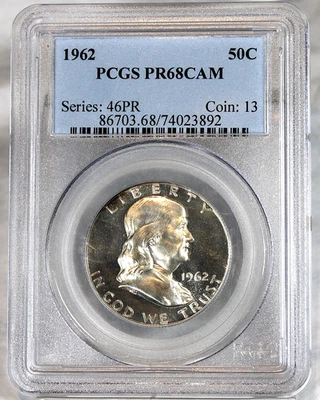 1962 High Grade Proof Franklin Half - PCGS Graded PR68 CAM !! - Image 1 of 3