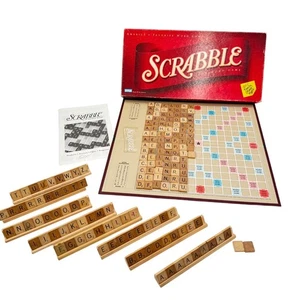 Scrabble Board Game 1989 w/Extra Wood Tiles & Websters Vest Pocket Dictionary - Picture 1 of 23