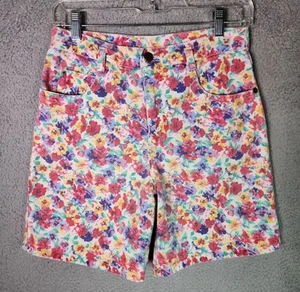 VTG 90s BE BOP Floral Denim Shorts Girls Size 12 High Waisted Made In USA Cotton - Picture 1 of 24