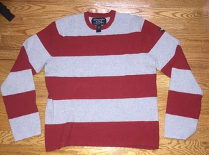 Abercrombie & Fitch Red Striped Crew Neck Wool Blend Pullover Sweater Xlarge XL - Picture 1 of 5