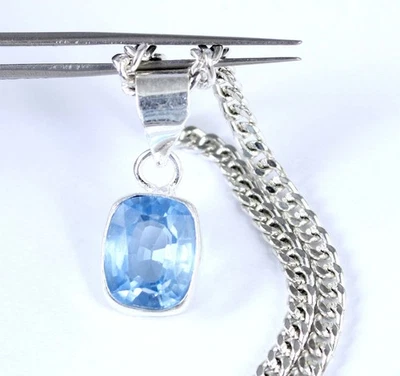 Cojín Aguamarina Natural 5.10 Ct Piedras Preciosas Certificado Colgante Regalo Aniversario Foto 1 de 4