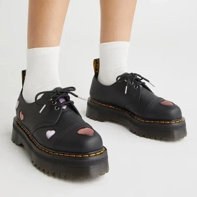 Zapatos Oxford Dr Martens 1461 Corazones Cuádruples Para Mujer Talla 11 Negro Plataforma ¡NUEVOS! Foto 1 de 4