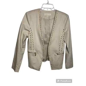 MICHAEL Michael Kors Grommet Cutaway Jacket Women's Jacket sand Size 8 Cream - Picture 1 of 5