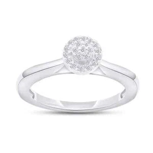 0.15 Ct Lab Grown Diamond Halo Women Engagement Ring 10k White Gold - Picture 1 of 9