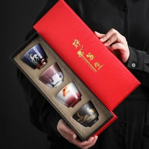 4pcs 100ml Handmade Ceramic Cup Set Teacup Creative Kung Fu Tea Set Tea Ceremony - Picture 1 of 11