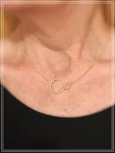 Goldkette - Collier mit Ringe - Trend-Halskette Silber 925 - vergoldet 38+7 cm - Bild 1 von 4