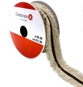 Fringe Tassel Ribbon Cream, Black Gold 11/8" x 12ft. by Celebrate It - Picture 1 of 6