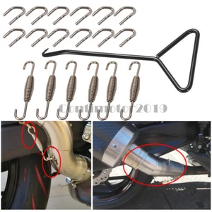 Motorcycle Exhaust Pipe Muffler 6x Springs, 12x U Type Hooks, T-Handle Tools - Picture 1 of 3
